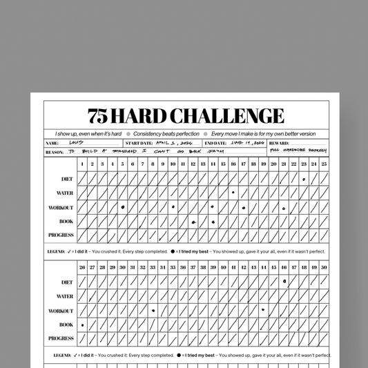 75 Hard Challenge Series: FREE Printable