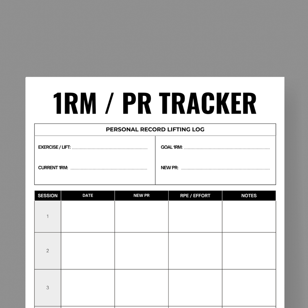 1RM / PR Tracker - FREE Printable — 1