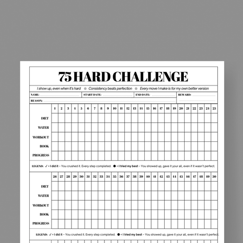 75 Hard Challenge Series: FREE Printable