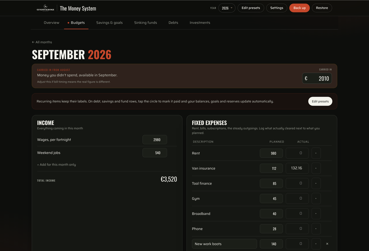 Spending tracker