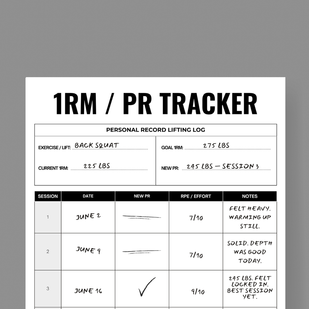 1RM / PR Tracker - FREE Printable — 2