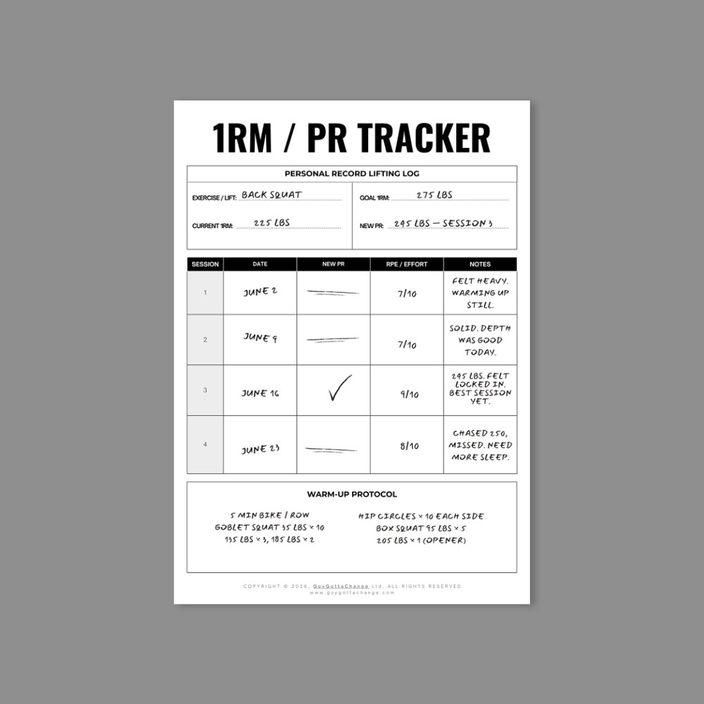 1RM / PR Tracker - FREE Printable — 4