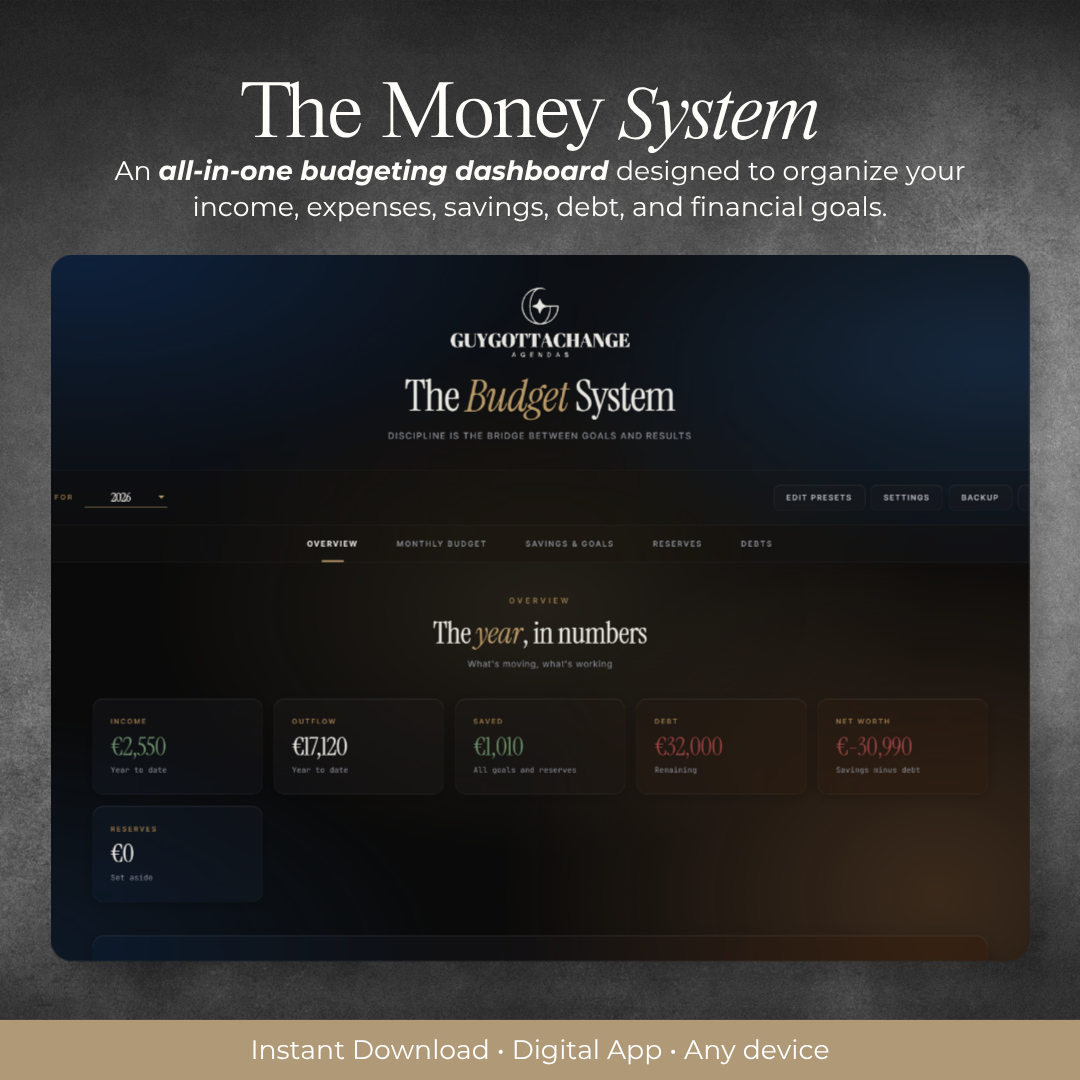 The Money System | Digital Personal Budget Dashboard
