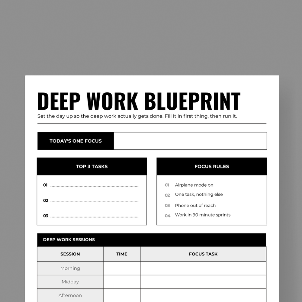 Deep Work Blueprint - FREE Printable — 1