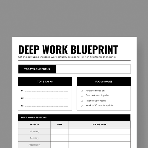 Deep Work Blueprint - FREE Printable