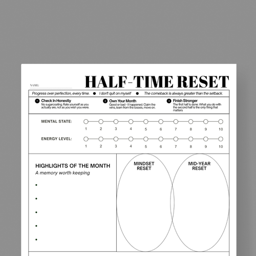 Half-Time Reset- FREE Printable