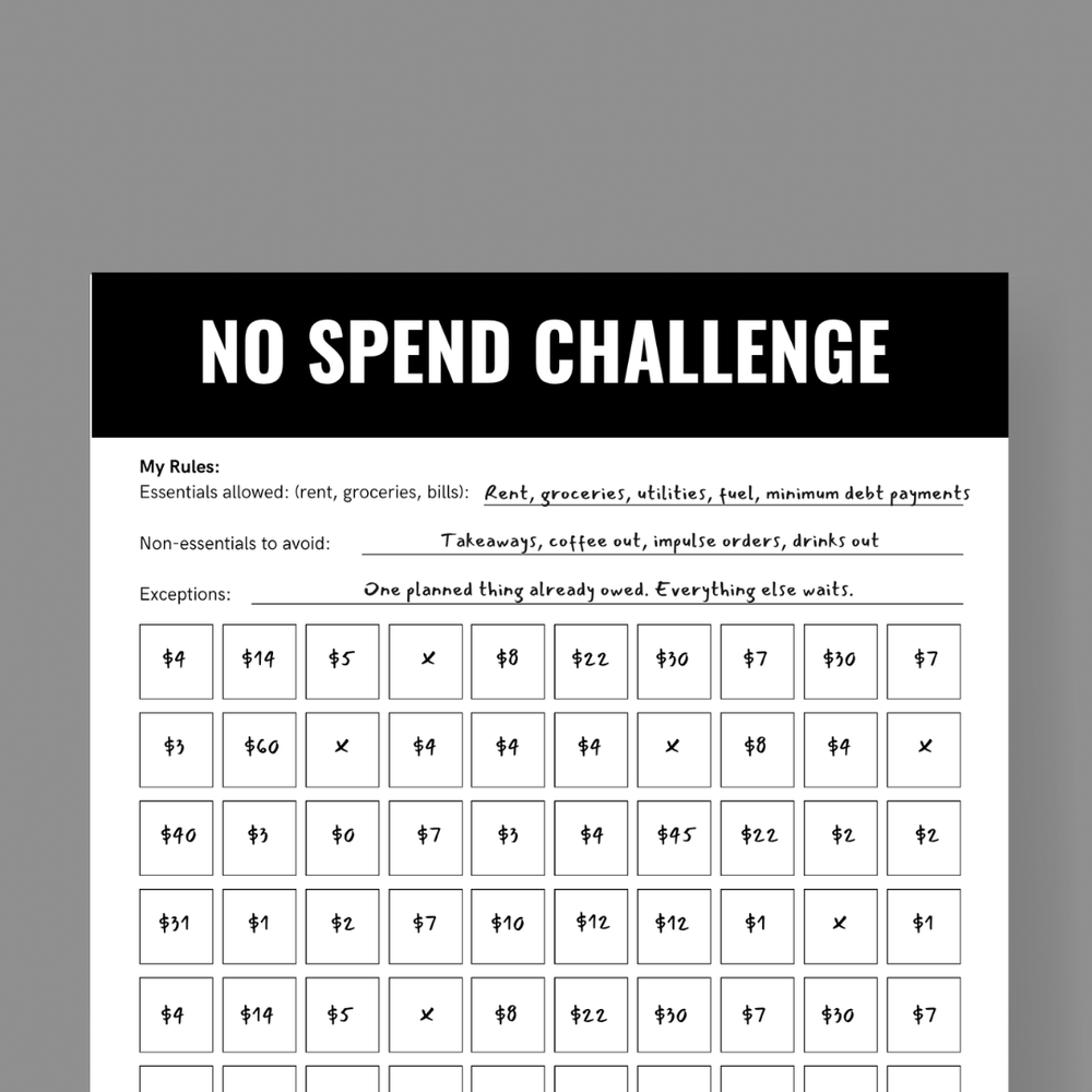 No Spend Challenge - FREE Printable — 2