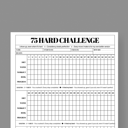 75 Hard Challenge Series: FREE Printable