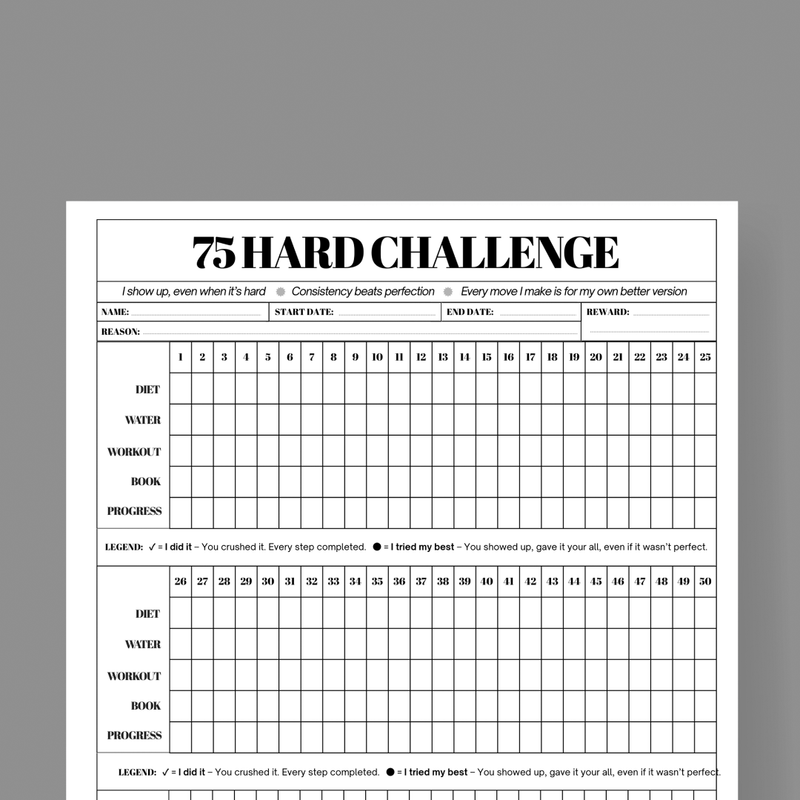 75 Hard Challenge Series: FREE Printable