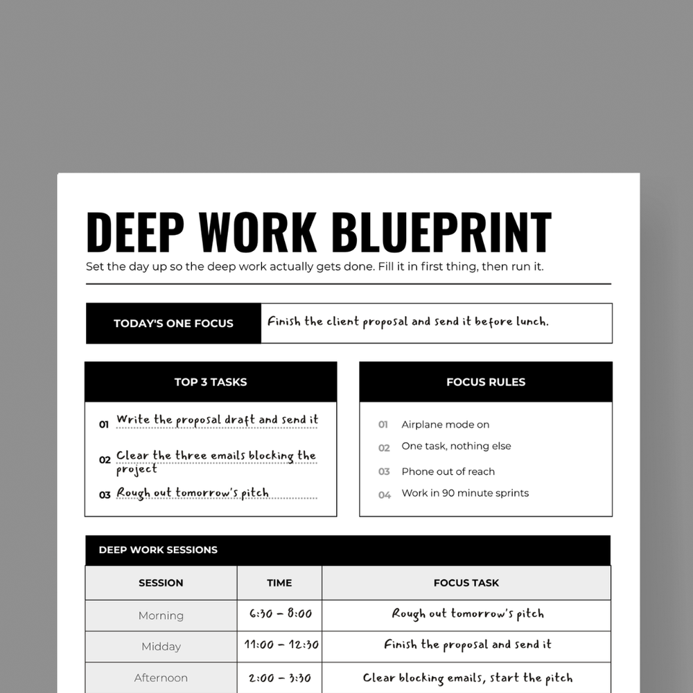 Deep Work Blueprint - FREE Printable — 2